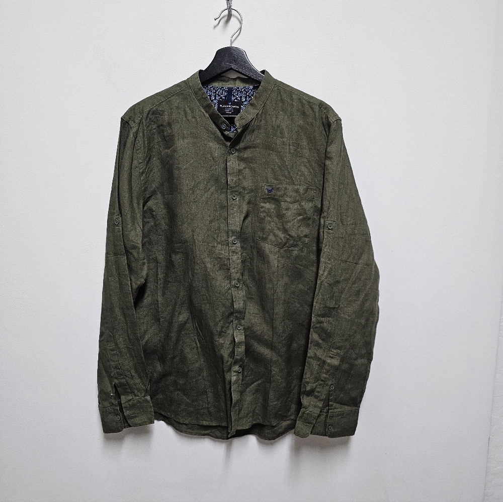 Blackberrys Olive Green Slim Fit Linen Shirt Men’s XL
